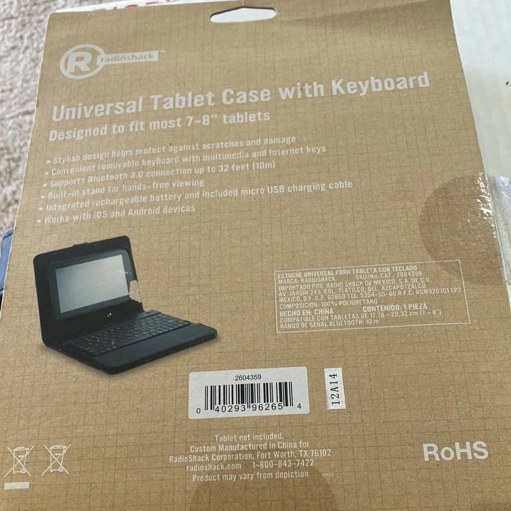 Radio shack universal tablet case with keyboard